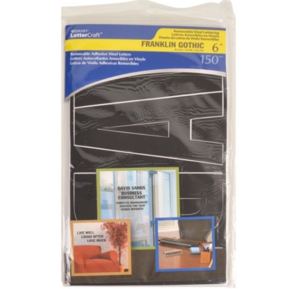 New Westcott LetterCraft Removable Vinyl Letters, Number & Symbols, Black, 6"